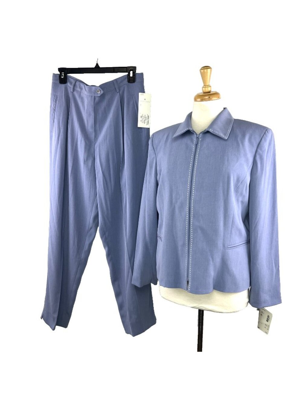 Garfield & Marks Sz 14P Periwinkle Blue 2 Pc Pants Suit USA Made Petite NOS